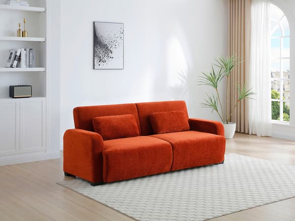 Vente-unique - LOMARIO 3-sits klick-klack bäddsoffa i terrakotta chenilletyg