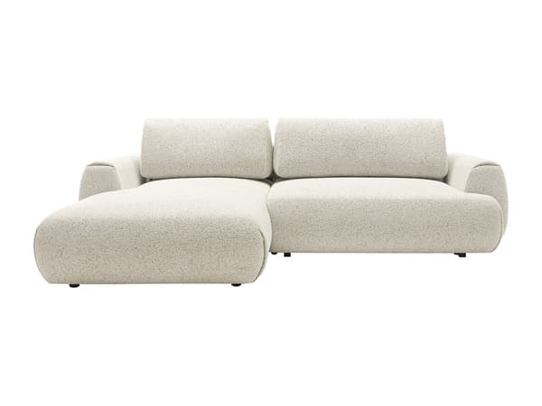 Vente-unique - Vänstervändvänd bäddsoffa i melerat beige tyg MONELIA