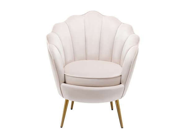 Vente-unique - LALEA snäckformad fåtölj i beige sammet