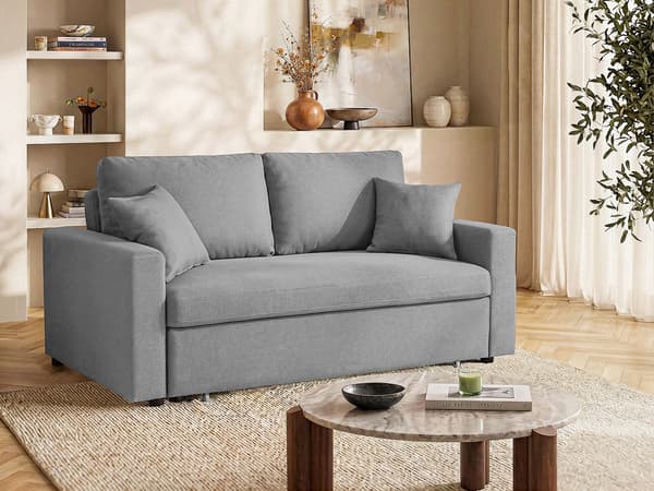 Vente-unique - 3-sits bäddsoffa i ljusgrått tyg INIZOR