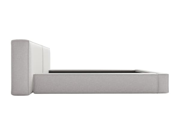 Vente-unique - Sängram med förvaring 160 x 200 cm - Tyg - Ljusgrå + Madrass - TIMANO
