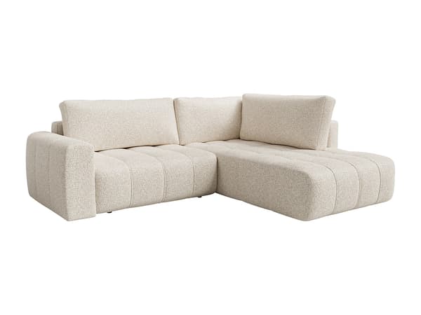 Vente-unique - Högervänd hörnsoffa i melerat beige tyg LORIONA