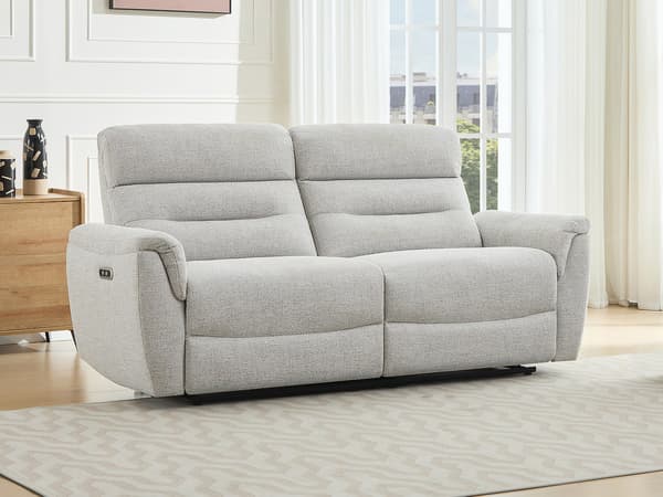 Vente-unique - 3-sitsig soffa med relax funktion i ljusgrå texturerad BREVIO