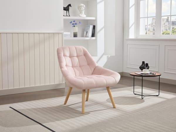 Vente-unique - Rosa sammetsfåtölj LUOSTO