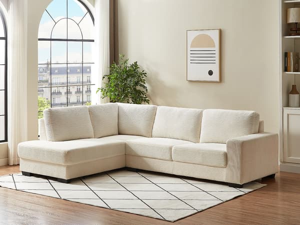 Vente-unique - Vänstervändvänd hörnsoffa i beige manchester MESETA