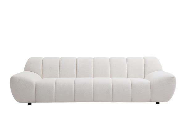 Vente-unique - 3-sitsigsoffa i vit bouclétyg SORIELI