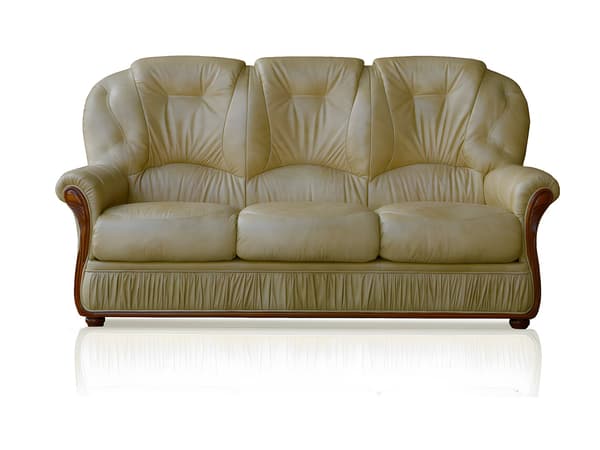 Vente-unique - 3-sits soffa 100% buffelläder beige DAPHNE