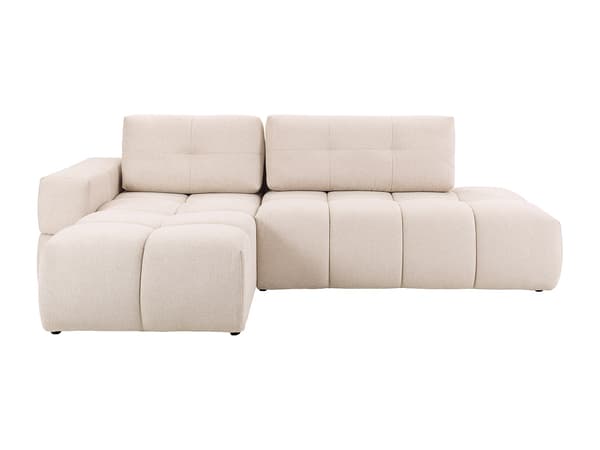Vente-unique - Vänstervänd bäddsoffa med texturerat beige tyg TRIMALDI