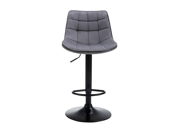 Vente-unique - Set med 2 barstolar i sammet och metall - Justerbar höjd - Grå - LIMA II