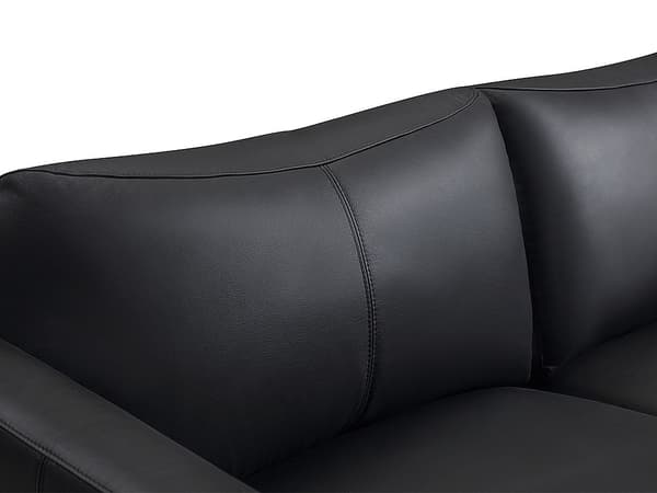Vente-unique - 3-sits soffa i svart läder med grå passpoal BATUCO