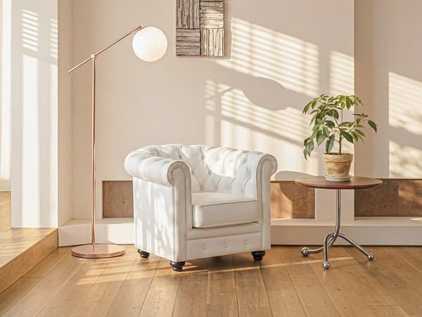 Vente-unique - Fåtölj i läderimitation CHESTERFIELD - Vit
