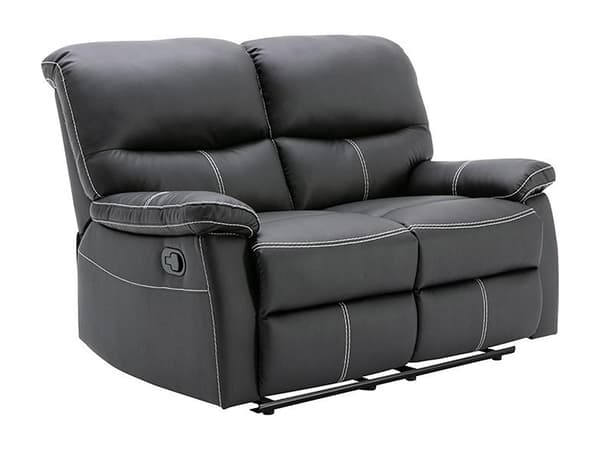 Vente-unique - 2-sits reclinersoffa i svart läderimitation CANBY