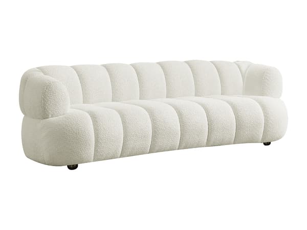 Vente-unique - 3-sitssoffa i vit bouclé-tyg COLIANI