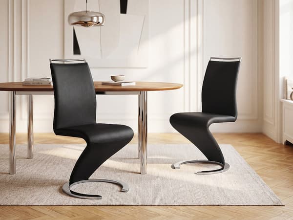 Vente-unique - 2-pack stolar TWIZY - Svart konstläder