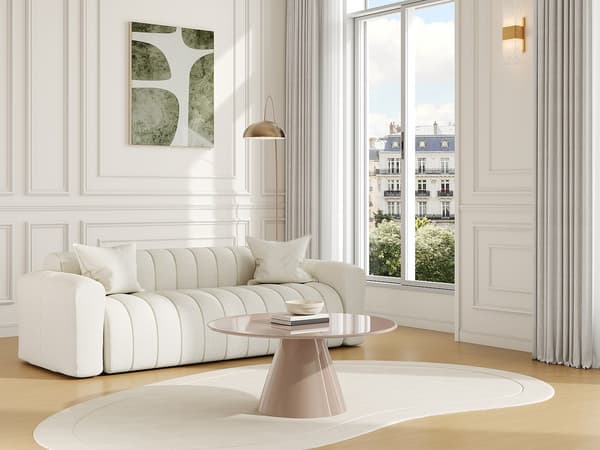 Vente-unique - Soffbord i metall - Glänsande beige - DINEGA