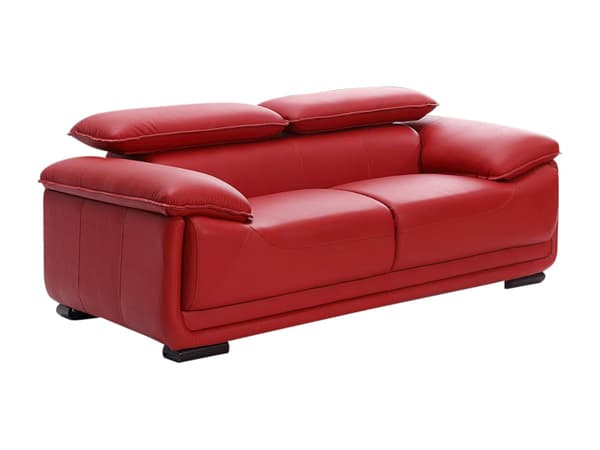Vente-unique - 3-sits och 2-sits lädersoffor MACELO - Röd