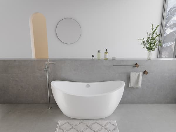 Vente-unique - Vit designfriståendebadkar - 225L - 170 x 83 x 77 cm - ALDA