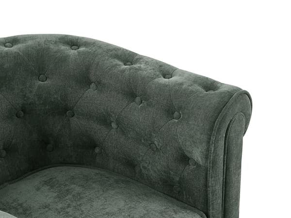 Vente-unique - Set med 2 Chesterfield gröna tygfåtöljer
