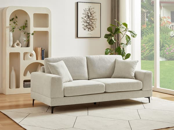 Vente-unique - 2-sits soffa i texturerat beige tyg JAMOLO