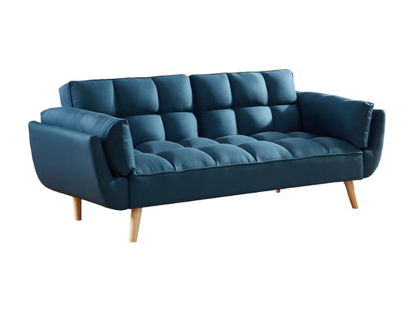 Vente-unique - LOELINE 3-sits bäddsoffa med klick-klack-mekanism i blått tyg