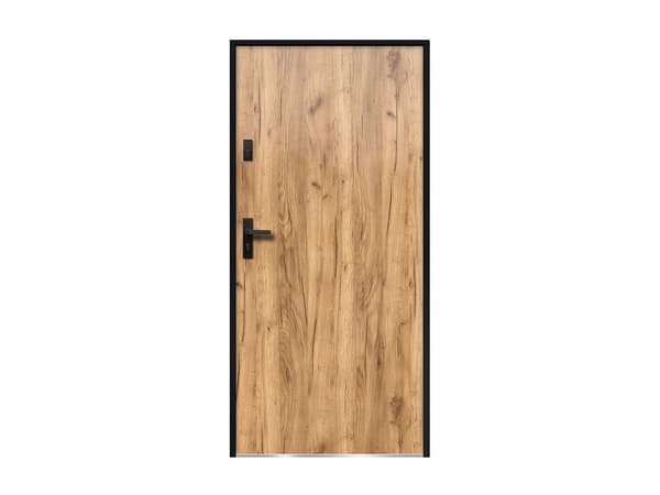 Vente-unique - Stålytterdörr högerhängd ek-effekt 207 × 100 cm AGUEDA