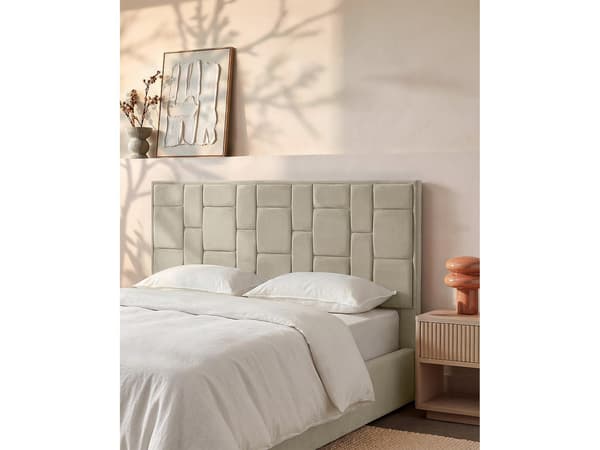 Vente-unique - Sänggavel 180 cm - Sammet - Taupe - HERMINE