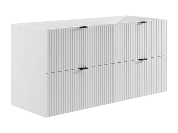 Vente-unique - Väggmonterad badrumsmöbel med ränder - Matt vit - 120 cm - ZEVINI