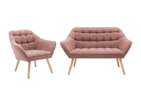 Vente-unique - 2-sits soffa och fåtölj i rosamelerat tyg CASERTA