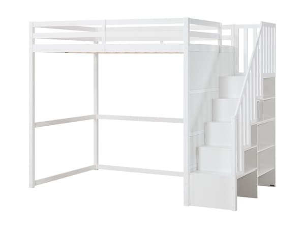 Vente-unique - Högsäng 140 x 190 cm - Furu och MDF - Vit - MENIZI