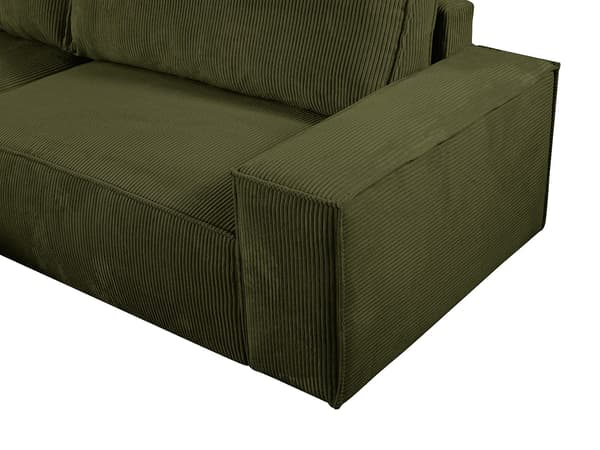Vente-unique - Vänstervändvänd bäddsoffa i mörkgrön manchester AMELIA