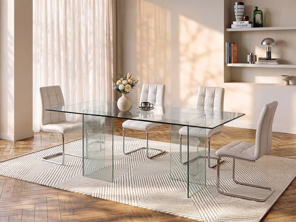 Vente-unique - Matbord COLEDON - 8 personer - Härdat glas