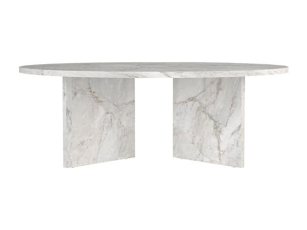 Vente-unique - Runt soffbord - Vit marmoreffekt TOPANIA