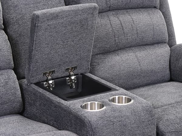 Vente-unique - 2-sits elektrisk reclinersoffa i grått tyg NEVERS