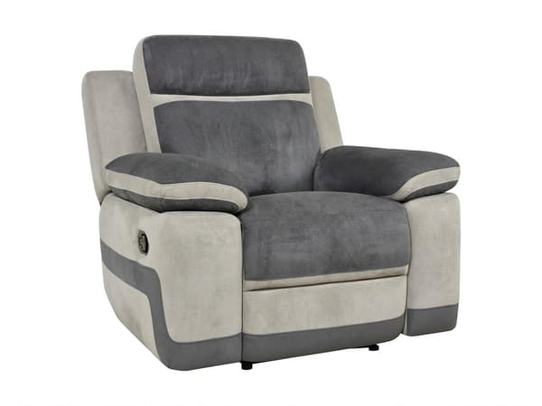 Vente-unique - Mikrofiberfåtölj i mörkgrå med ljusgrå band TALCA