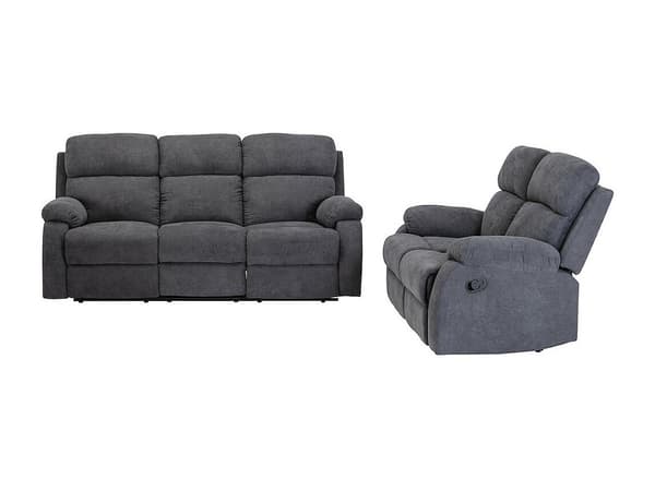 Vente-unique - 3-sitsig och 2-sitsig reclinersoffa mörkgrå tyg TOLZANO