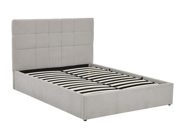 Vente-unique - Sängram med förvaring 140 x 190 cm - Tyg - Grå - HOPEYA
