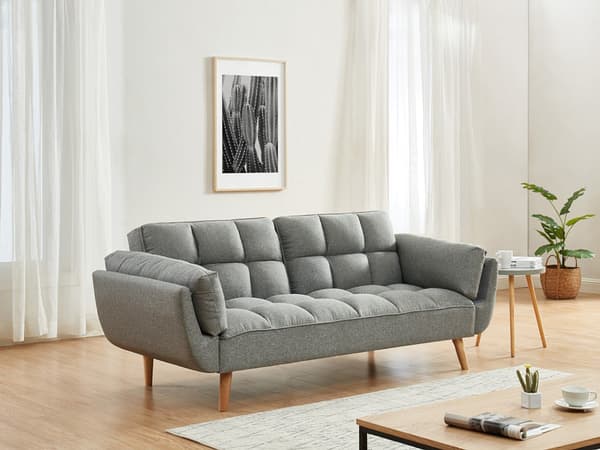 Vente-unique - LOELINE 3-sits klick-klack bäddsoffa i ljunggrått tyg