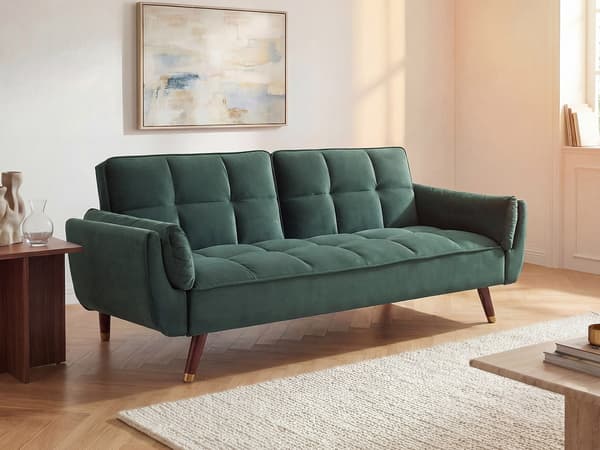 Vente-unique - GULCAN 3-sits bäddsoffa med klick-klick-mekanism i grön sammet