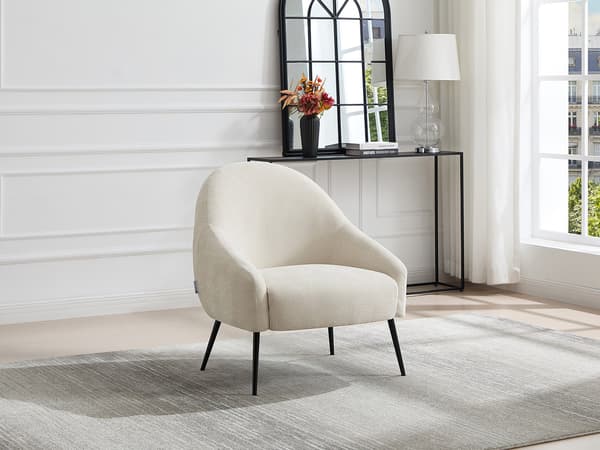 Vente-unique - Beige texturerad tygfåtölj RIBEDI