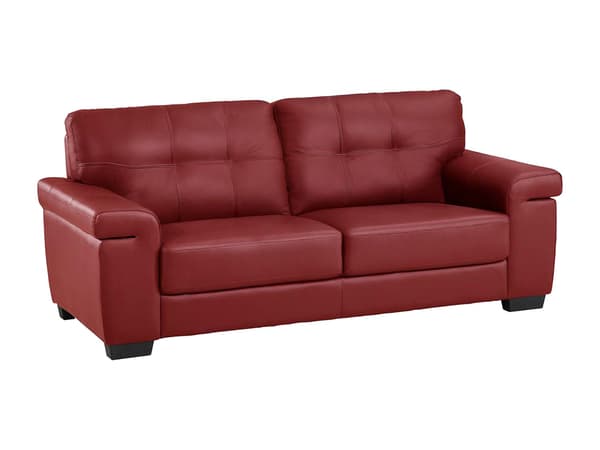 Vente-unique - HAZEL 3-sits lädersoffa - Röd