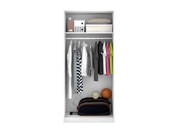Vente-unique - Garderob med 2 dörrar - B81 cm - Vit - LISTOWEL