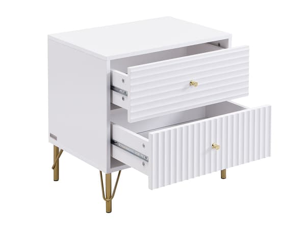 Vente-unique - Sängbord med 2 lådor - Vit - LOUREO