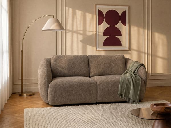 Vente-unique - 2-sitsig soffa i taupe chenilletyg LIRUNO