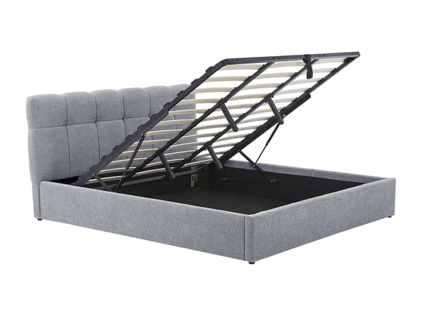 Vente-unique - Sängram med förvaring 180 x 200 cm - Bouclé-tyg - Grå - MAZIRI