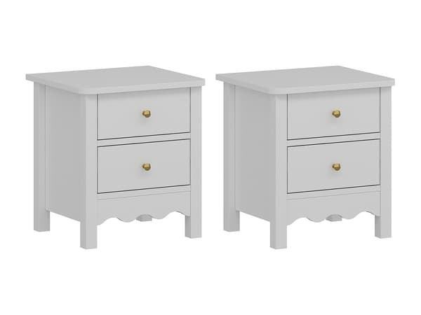 Vente-unique - Set med 2 sängbord med 2 lådor - Vit - ILIZANA