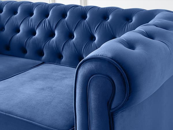 Vente-unique - 2-sitssoffa CHESTERFIELD - Kungsblå sammet