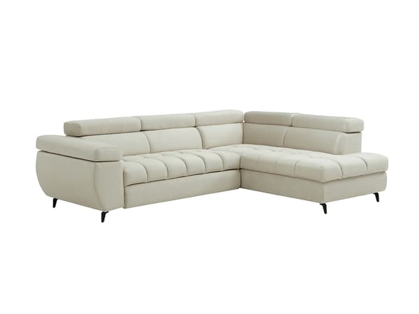 Vente-unique - Högerställd bäddsoffa i beige sammet NIACATO