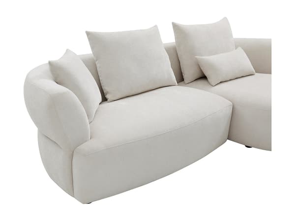 Vente-unique - Högerställd soffa i beige chenilletyg CUSAVA från Maison Céphy