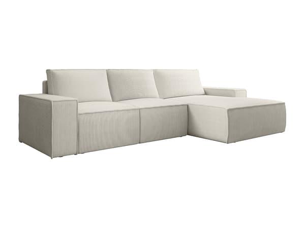 Vente-unique - Stor bäddsoffa högerställd beige manchester AMELIA