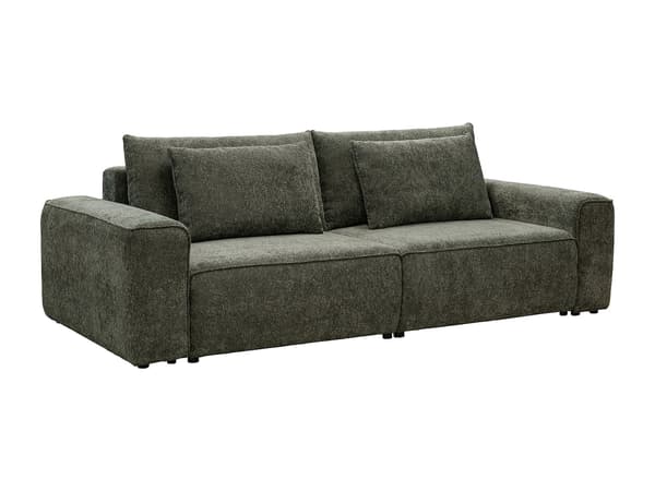 Vente-unique - 3-sitsig bäddsoffa i grön chenilletyg RICAPO